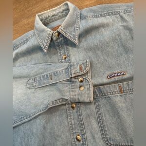 Gear For Sports Long Sleeve Blue Denim Shirt Size Medium Vintage Y2K Dannon